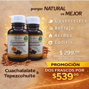 2 CUACHALALATE CON TEPEZCOHUITE frasco 90 caps 500 mg